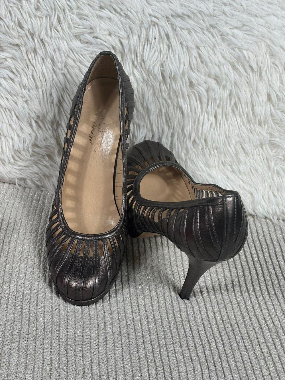 Talbots Shoes Womens Size 8B Black Leather Caged Cutout Pump Heels Stiletto